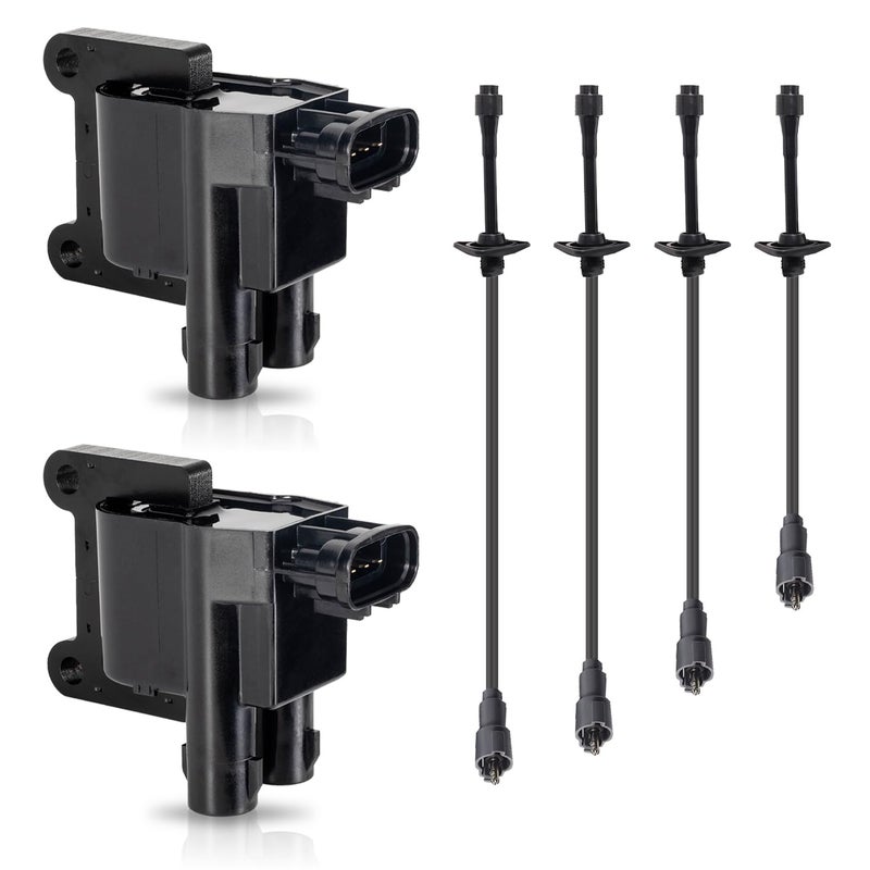 ENA Set of 2 Ignition Coil and Wire Set Compatible with Toyota 1997 1998 1999 2000 2001 Camry Solara 2.2L RAV4 2.0L Replacement for UF180 - Image 1